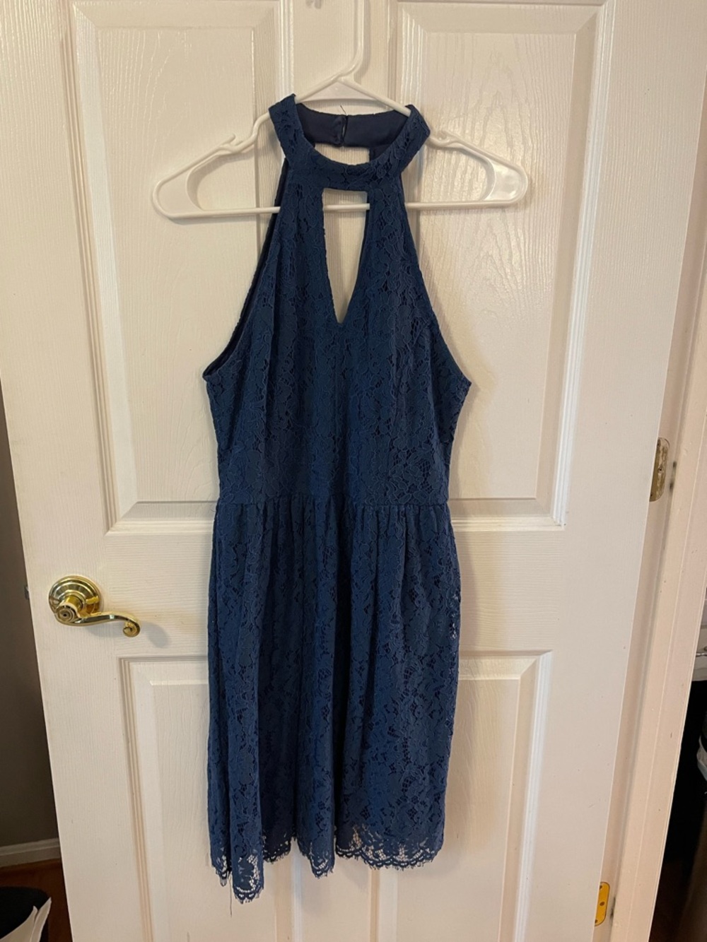 Altar'd State Navy Lace Strapless Halter Dress